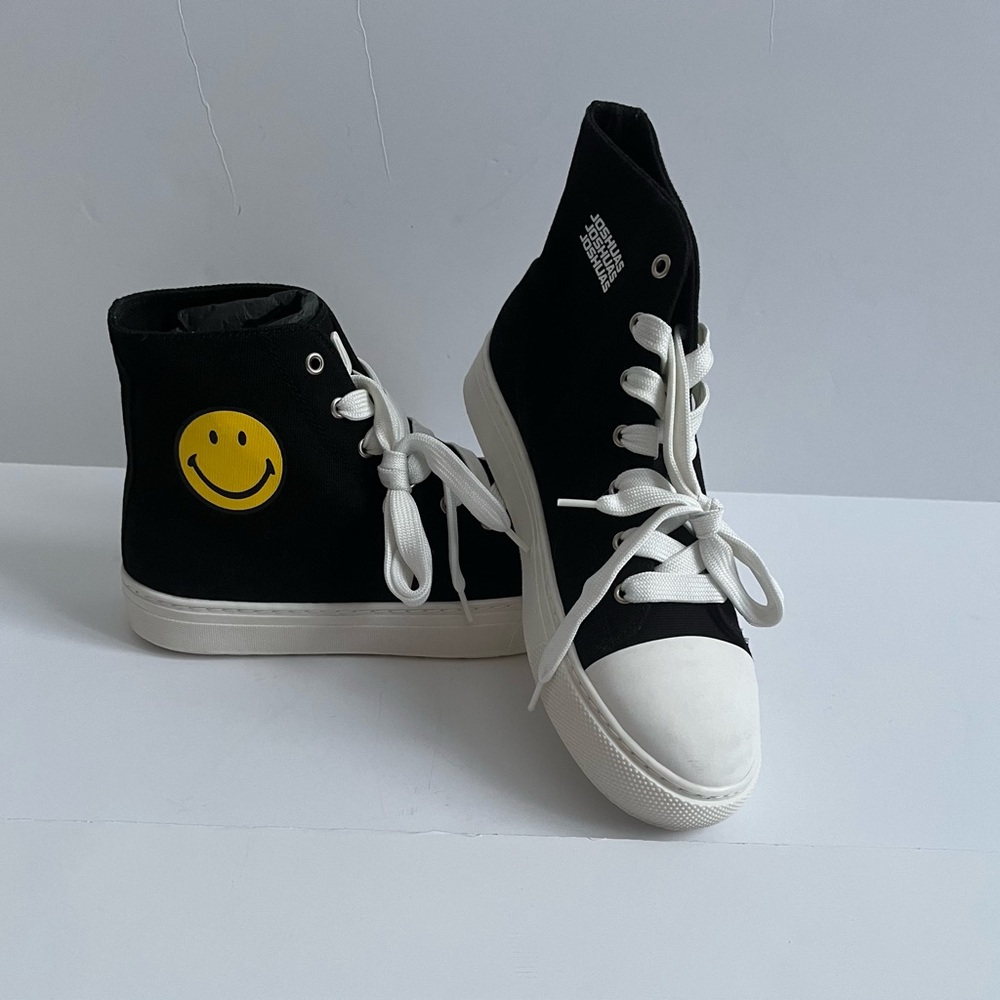 Joshua Sanders Black Smiley High Top Sneakers. New with box. Size 8.